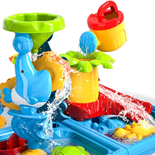 Bennol Sand and Water Table, 4 in 1 Outdoor Sand Water Play Table Beach Toys for Toddlers Kids Boys Girls, Outdoor Activity Summer Toys for Toddlers Age 1-3 3-5