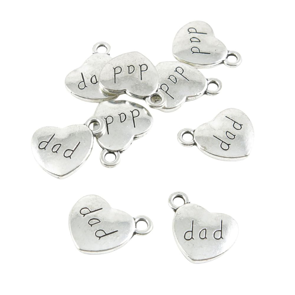 340 Pieces Antique Silver Tone Jewellery Charms Crafts Arts Making Beading D7CQ3K Dad Love Heart