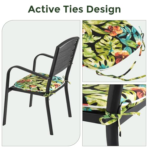 In4 Care Chair Cushions 17 Inchx16 Inchx2 Inch With Ties For Dining Chair,2 Pack,Chair Pads With U Shaped Outdoor/Indoor Waterproof Foam Seat Cushion For Kitchen Dinning Garden Office Patio-Tropical Green Leaves thumb #2