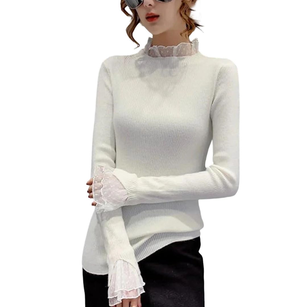 Womens Turtleneck Cashmere Sweater Fall Winter Knitted Jumper Long Sleeve Thick Loose Pullover