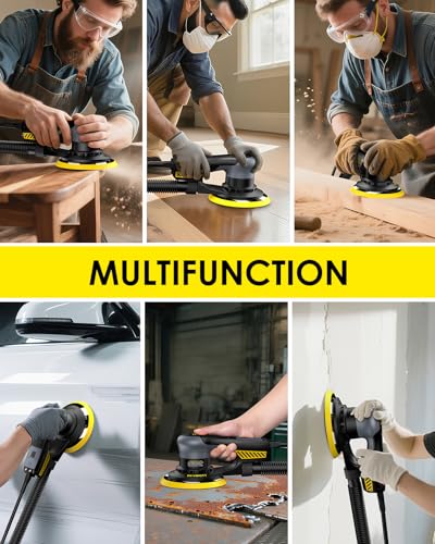 DEVMOTT Random Orbital Sanders 5.0mm, 360W Brushless Electric Orbital Sander with 150mm/6IN Backing Plate, 6 Variable Speed to 10000RPM, Hand Sander for Wood Sanding 8 DEVMOTT Random Orbital Sanders 5.0mm, 360W Brushless Electric Orbital Sander with 150mm/6IN Backing Plate, 6 Variable Speed to 10000RPM, Hand Sander for Wood Sanding - Image 8