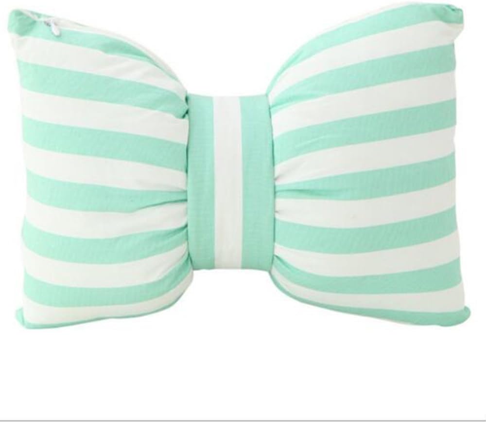 FPBS Lovely Striped Bow Pillows Cushions for Home Office Car Use Soft Stuffed Toys Best Gifts for Girls and Women (Blue Striped)