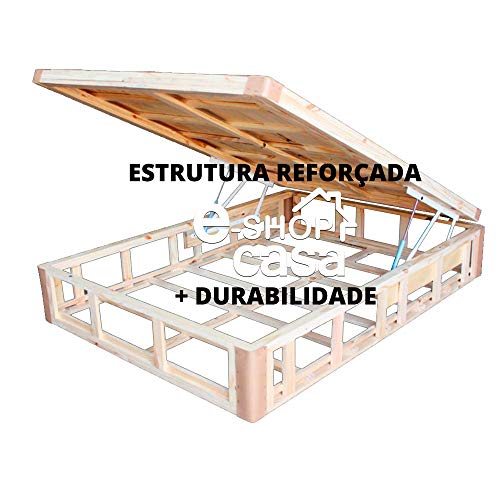 Base Baú p/Colchão Solteiro e-Shop Casa - Suede Marrom