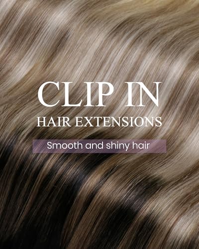 Image of LaaVoo Human Hair Clip in Extensions Black Reusable Easy to Wear Straight | Hair Extensions Clip Ins Real Human Hair, Black To Light Brown Mix Light Blonde Balayage, 18 Inch 7pcs 120g, For Add Volume