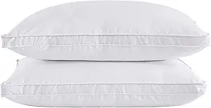 puredown® Goose Feather Down Pillows, Soft Gusseted Bed Pillows for Sleeping with 100% Cotton Shell, Set of 2, King Size