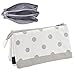 Produktbild Oyachic 3 Layers Federmäppchen Double Zipper Pencil Case Bleistift-Beutel Retractable Stifte Etui Mäppchen Große Kapazität Schüleretui Segeltuch Stiftemappe für Schule Büro (grauer Punkt)