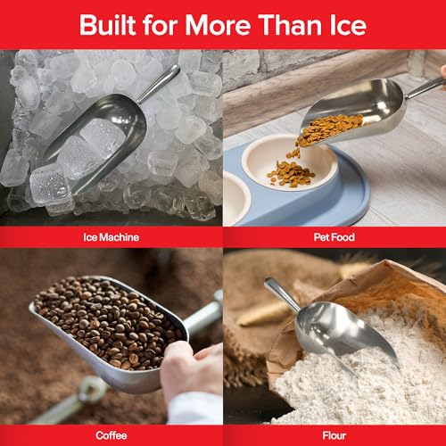 Image of 12 oz Ice Scoop (Hand Wash Only), Stock Your Home Metal Ice Scoop for Freezer, Commercial Food Grade Aluminum Utility Scooper for Ice Machine, Kitchen, Bar, Restaurant, Flour, Popcorn and Pet Food