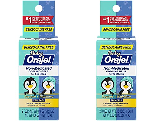 Orajel Non-Medicated Baby Teething Day & Night Cooling Gels 0.18 oz Twin Pack (Pack of 2)