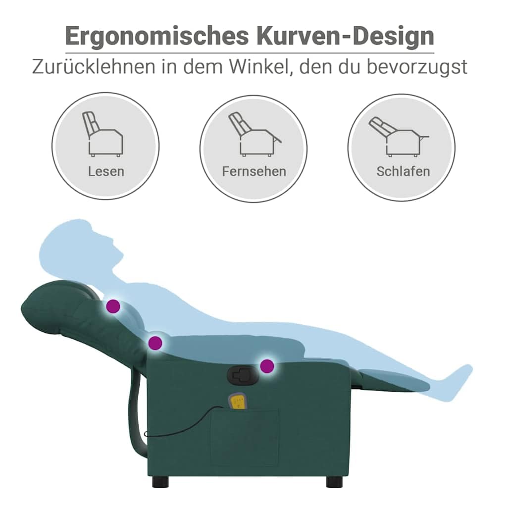 vidaXL Massagesessel Dunkelgrün Stoff