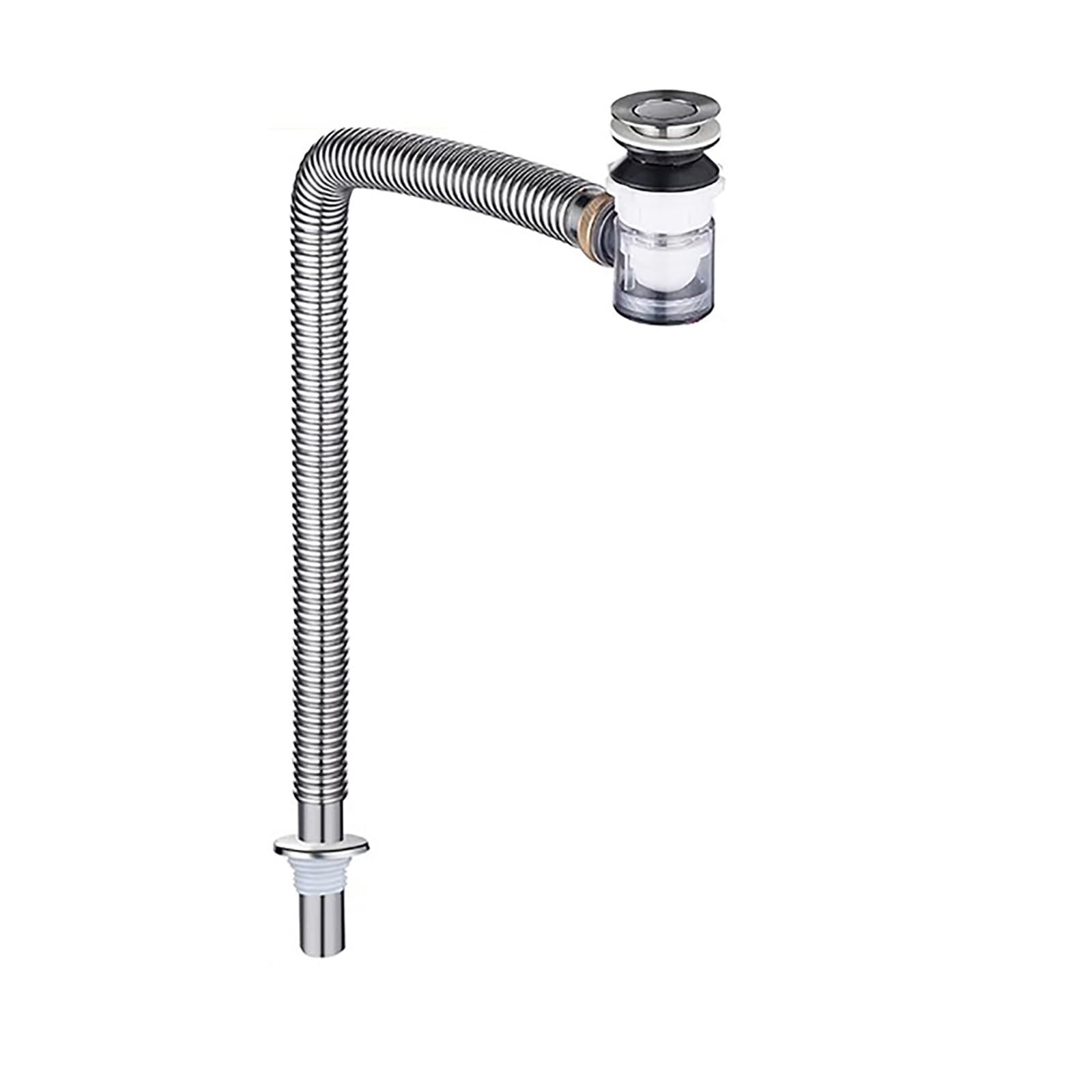 Sifon Lavabo de Acero Inoxidable,Rebosadero y Válvula Click Clack Lavabo Tubo Flexible Desague Lavabo,Anti-Odores Fregadero Kit de Desagüe Desague Lavabo