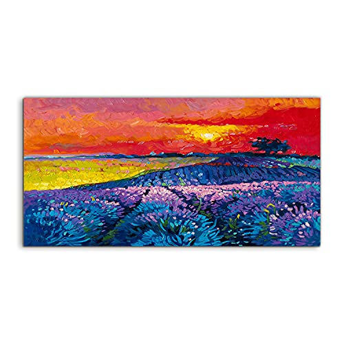 Tableau acrylique lavande pour agrandir visuellement un salon sombre
