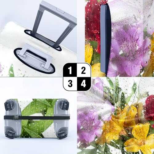 Travel Luggage Cover Suitcase Protector Scratch-Resistant Fit Not Included Suitcase Yellow Flowers Water Drops XL-30-32in4