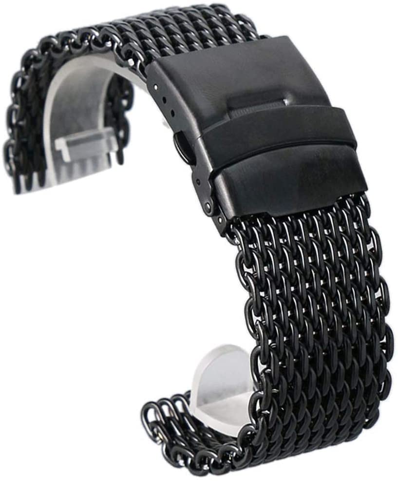 Bracelet de montre noir en acier pour style urbain et quotidien masculin