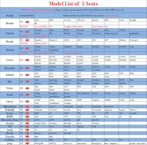 Image of Aierxuan Seat Covers for Toyota Camry, Honda Civic (Black, Full Set)