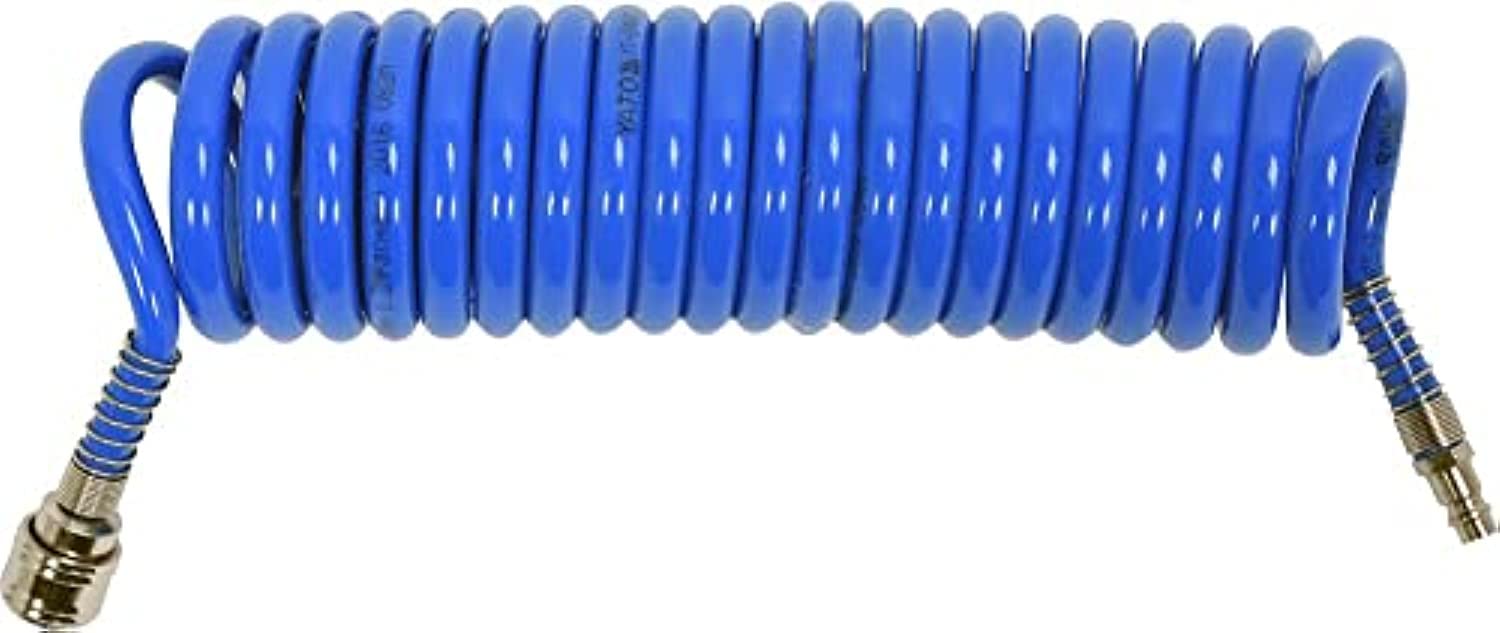 YATO Spiral PU Hose with Quick Release 8 x 12 x 5 m, Blau