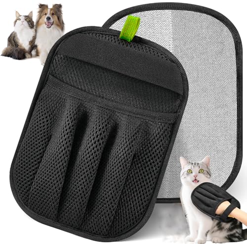 Vantaly Pet Hair Removal Glove for Cats and Dogs, Upgraded Five-Finger Design, Reusable Electrostatic Magic Brush Tool for Laundry, Couch, Carpet, Car Seat