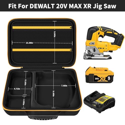 ANKHOH Case for DEWALT 20V MAX XR Jig Saw DCS334B, Jigsaw Power Tool Bag for Skill Saw Blade, Battery and Charger Accessories Storage Holder with Handle and Shoulder Strap (Box Only) (Black)