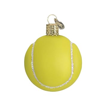 Old-World Christmas Glass Blown Ornament with S-Hook and Gift Box, Sports & Outdoors Collection (Tennis Ball, 44013)