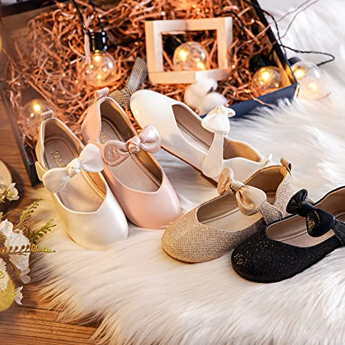 Walofou Champagne Shoes for Toddler Party Prom Wedding Flower Girls Shoes Princess Dress up Little Girls Big Girls Birthday Flats (2203 P-Champagne 10) by Walofou - Image 2