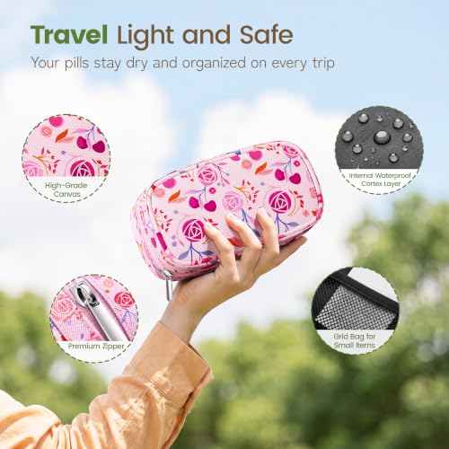 Image of Serfeymi Weekly Travel Pill Organizer 2 Times a Day AM PM Rainbow Pill Box