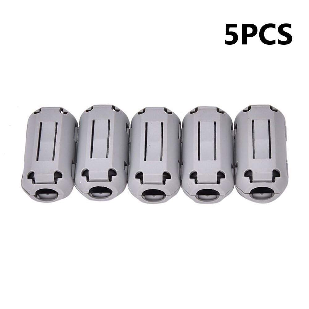 Anillo de filtro supresor de ruido de núcleo de ferrita, clip de cable de 5 mm para reducción de RFI, gris, paquete de 2