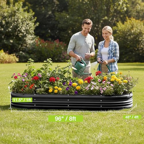 Image of WORKPRO 2PK 8x4x1ft Outdoor Galvanized Raised Garden Bed Set