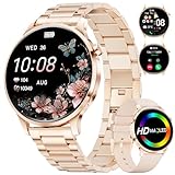 LIGE Smartwatch Damen mit Telefonfunktion 1.32'' Ultra-Dünne AMOLED Display IP68 Wasserdicht Armbanduhr für iOS Android mit 120+ Sportmodi Herzfrequenz/Schlaf/Schrittzähler Elegante Sportuhr Roségold