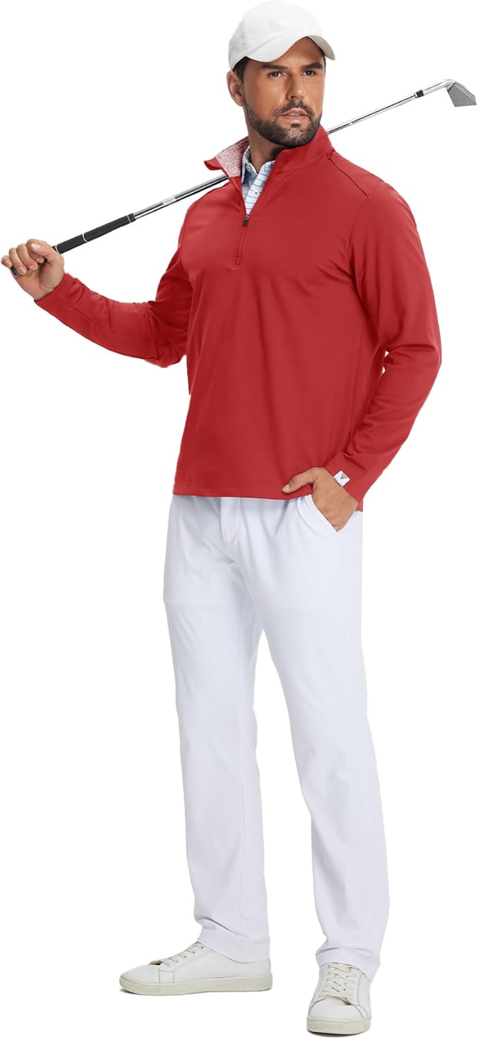 M MAELREG Quarter Zip Pullover Men Moisture Wicking Fleece lined Dry Fit Mock Neck Golf 1/4 Zip Pullover Mens Sweatshirt - Image 6