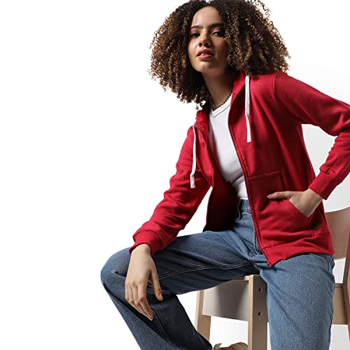 Image of PINACOLADA Women Stylish Zipper Sweatshirt Regular Fit for Casual Wear | Full Sleeves | Cotton | Sweatshirt Crafted with Comfort Fit and High Performance for Everyday Wear