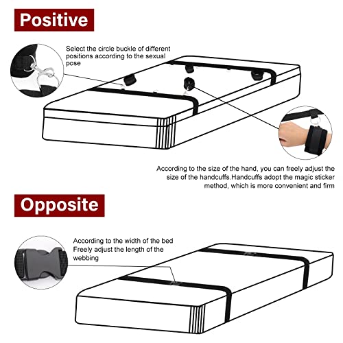 Bed Bondage Restraints Sex Adult,Bdsm Sex Handcuffs Bed Restraint Straps For Couples, Under King/Queen Bed Sex Bondage Romance Straps For Couple,Sexy Toys Set With Adjustable 2X2 Wrists Ankle Cuffs #TOP4