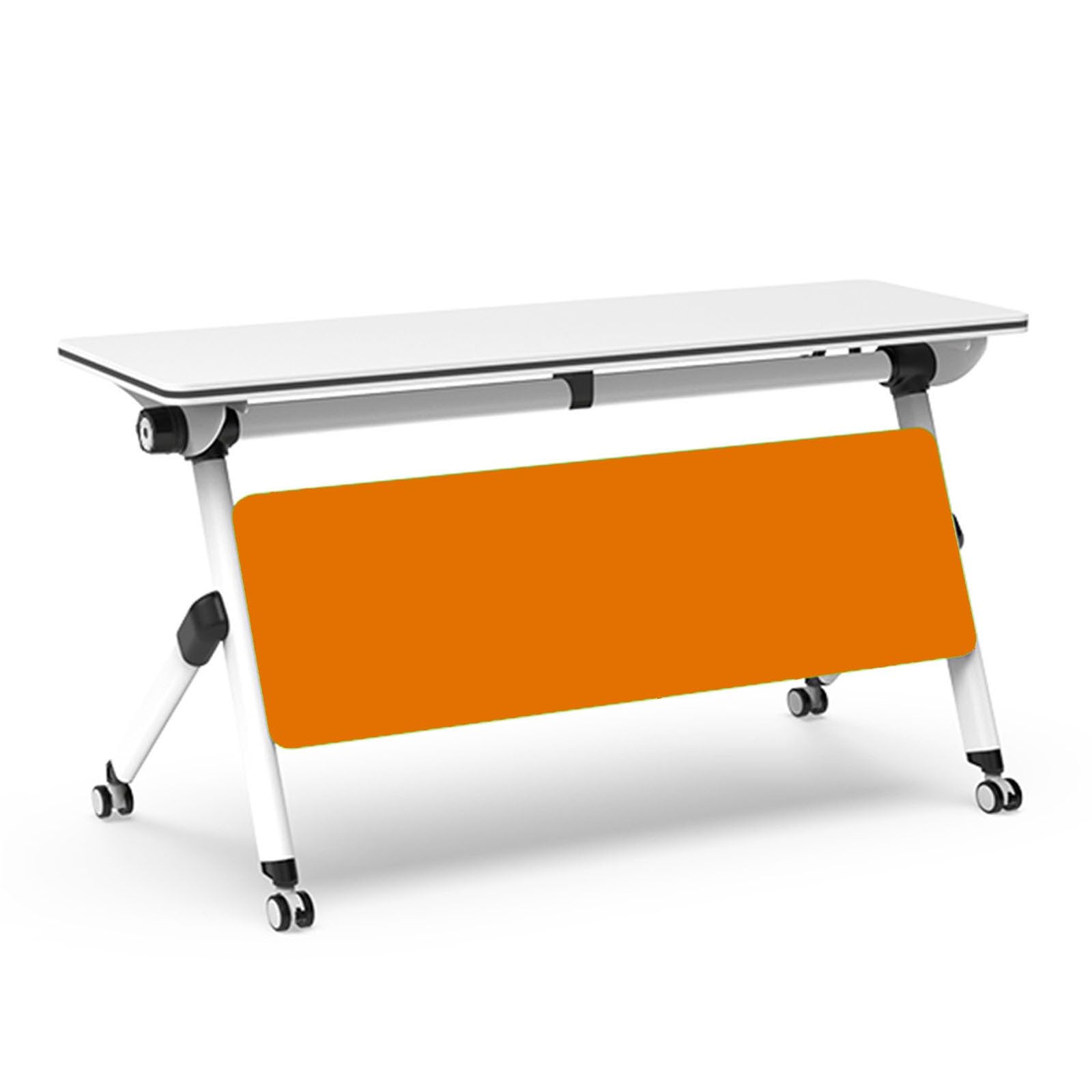 Mesa de conferencias plegable móvil, grande, diseño rectangular de 47 x 20 pulgadas con ruedas giratorias, ahorra espacio para reuniones de oficina y entrenamiento, solución modular y portátil