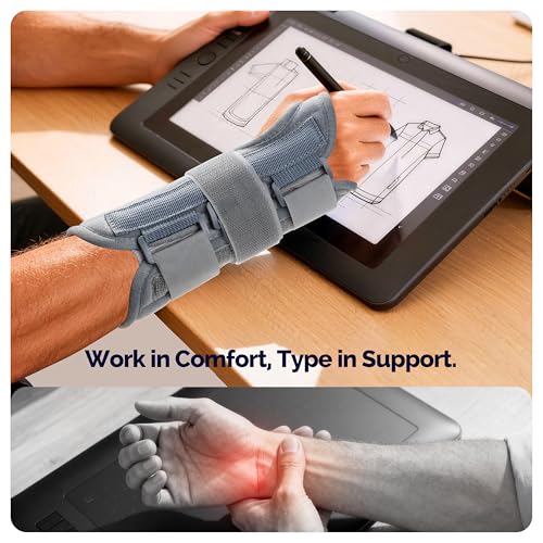 Image of FEATOL 2 Pack Wrist Brace for Carpal Tunnel Relief, Adjustable Wrist Support Brace with Metal Splints Both Hands , Hand Support for Arthritis, Tendonitis, Sprain, Injuries, Wrist Pain, Right and Left (2 Pack (R and L)-Gray, Medium /Large (Pack of 1))