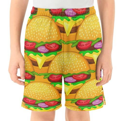 J JOYSAY Hamburger Onion Yellow Boys Athletic Shorts Kids Youth Casual Shotrs with Pockets Elastic Waistband2