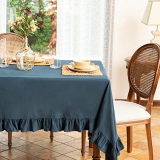 English Home Table Cloth Rectangular, 100% Turkish Cotton Tablecloth, Washable Table Cover, Wrinkle Free Kitchen Table Cloth, Wipeable Table Protector, Large Table Cover 160x240cm, Vague Navy