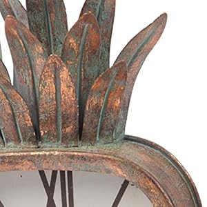 Home garden copper patina rustic pineapple metal battery operated table clock  urban country home decor