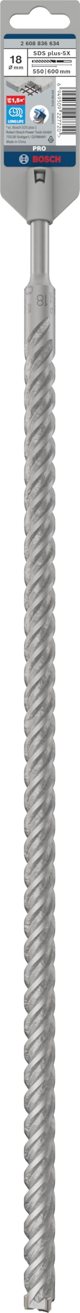 Bosch 1x Foret PRO SDS plus-5X (pour Béton armé, Béton, Ø 18,00 mm, Professional Accessoire Marteau burineur)