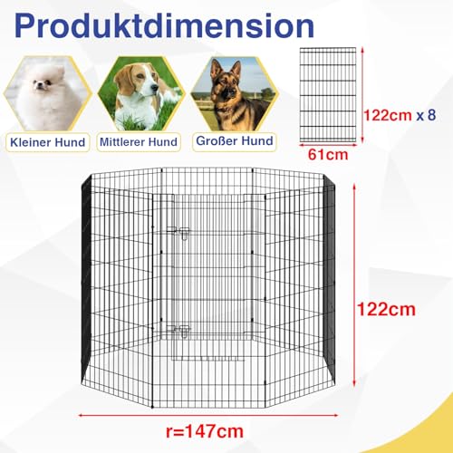 Image of FDW | Dog Playpen | 48 inch, 8 Panels | Heavy Duty Metal Pet Exercise Pen