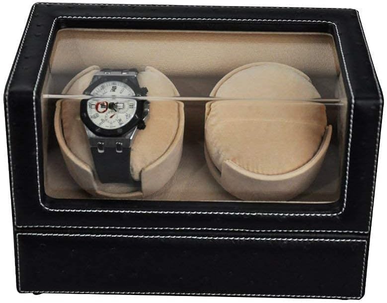 FENOKD Watch Winder Box Watch Winder Automatic 2 Watches Battery - Automatic Double Black Watch Winder