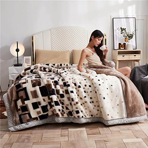 加重豪華なフリース毛布のキングサイズ、暖かい冬のフェイクの毛皮の投げ韓国のミンクの毛布、絹のような柔らかい、暖かい、2つのプライのリバーシブルラッシュベッド毛布 (200x230cm4kg, B)