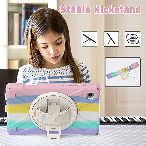 Tsq Samsung Galaxy Tab A7 Lite Case 8.7" For Kids Girls Women Rainbow Pink 2021 W/Tempered Glass Screen Protector+Stand+Strap | Drop Proof Case For Samsung A7 Lite Sm-T220/T225/T227U #TOP3
