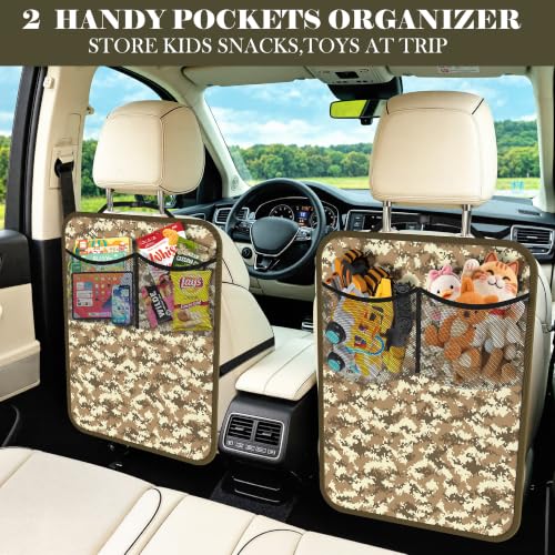 Image of 2 Pack Back Seat Cover for Kids with 2 Pocket Storage Organizer Camouflage
