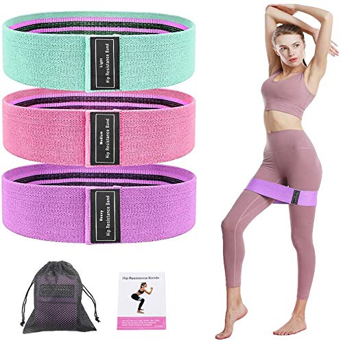 Lobkin Widerstandsbänder für Gesäß und Beine, breit, rutschfest, dehnbar, für Damen, Sport, Fitness, Kniebeugen, Gesäßmuskulatur, Hüfttraining (3 Stück)