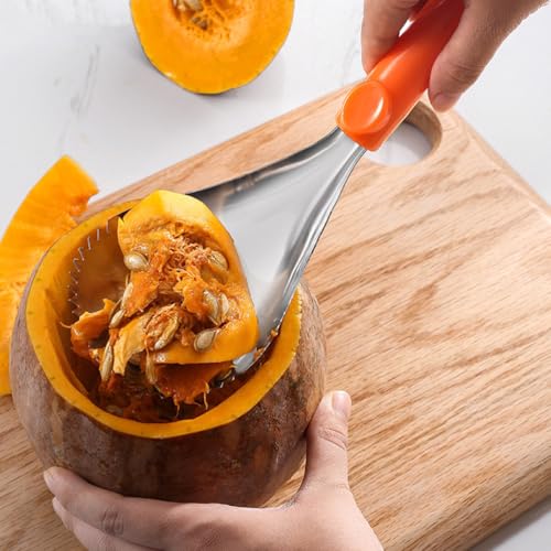 BESTonZON Pumpkin Pulp Remover Corer Scoop Fruit Corer Serrated Edge Fruit Scraper Stainless Steel Veggie Vegetable Corer Fruit Core Extractor Fruit Core Remover Pear Pitter