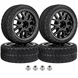 Hobbypark (4-Pack) Rubber Tires & Wheels 12mm Hex Drive Hub for 1/10th Scale RC Touring Car