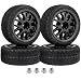 Hobbypark (4-Pack) Rubber Tires & Wheels 12mm Hex Drive Hub for 1/10th Scale RC Touring Car