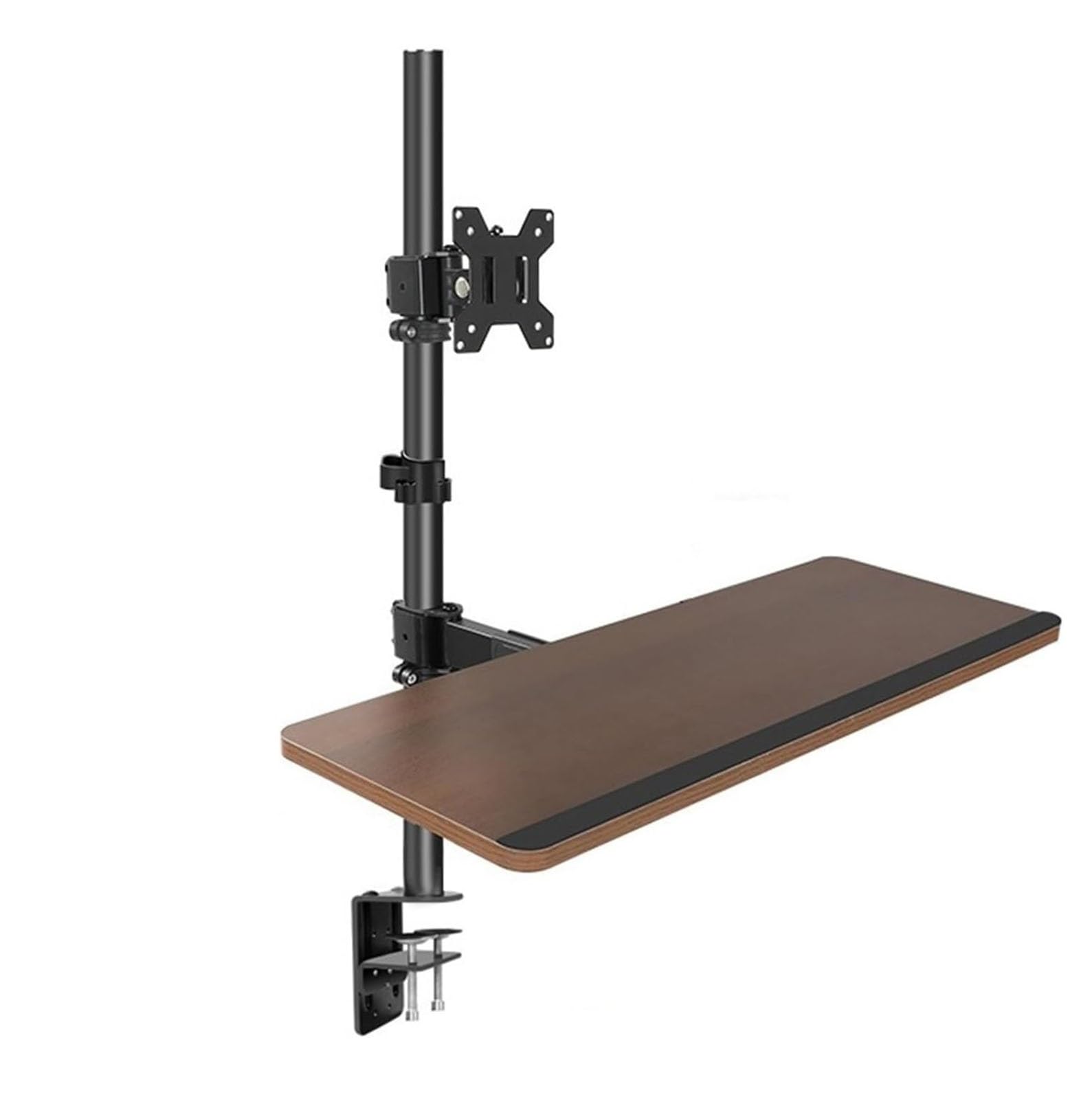 MYRTFK Monitor Arms Single Desk with Keyboard Tray,adjustable Typing Platform,Height Adjustable, with C-Clamp Base for most 17"-40" Screens, Holds up to 29.7 lbs Desk Accessories(17"-27")