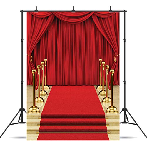 Dudaacvt Backdrop 5x7ft Red Curtain Background Hollywood Red Carpet Stage Backdrop Wedding Party Events Photography Props Seamless Photo Studio Props D146