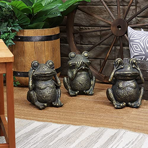 Sunnydaze 3 Wise Frogs 10-Inch Polystone Garden Statue Set - Hear No Evil, See No Evil, Speak No Evil #TOP7