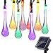 Icicle Solar String Lights, 15.7ft 8 Light Modes 20 LED Water Drop Fairy String Lighting for Indoor/Outdoor Home, Patio, Lawn, Garden, Party, Christmas, and Holiday Decorations (Multi-color)