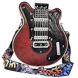 Lyuxhetaokdiq Men and Women PU Leather Guitar Shaped Crossbody Shoulder Bag Guitar Purse, Large Claret Red